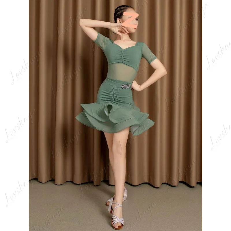 Roupas de prática de dança latina para meninas, novo conjunto de treinamento de verão infantil, trajes de desempenho de alta qualidade