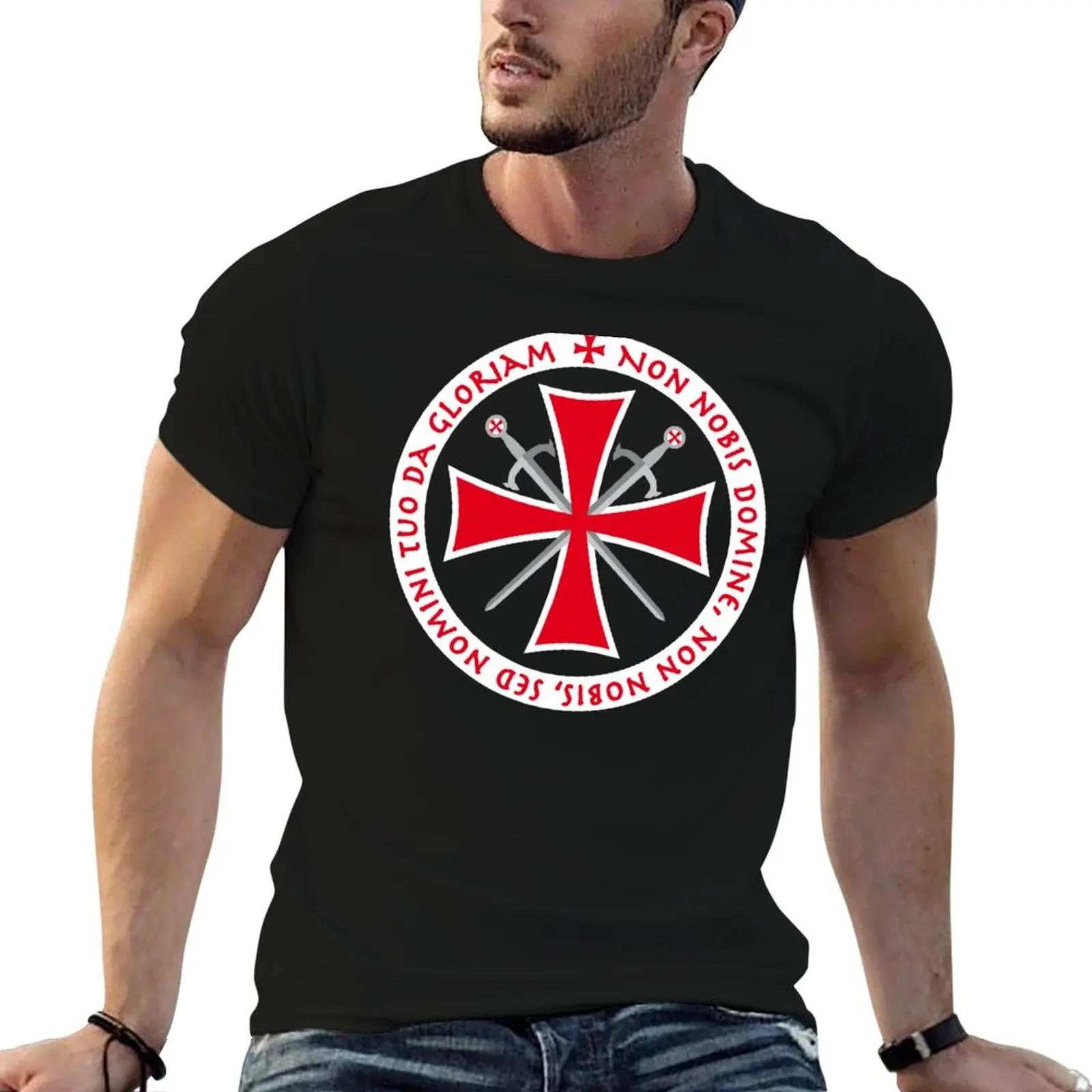 Templar Cross Non Nobis Domine Crusader Knight's Cross Knight T-Shirt t shirts for man graphic funny t shirt man plain T-Shirt
