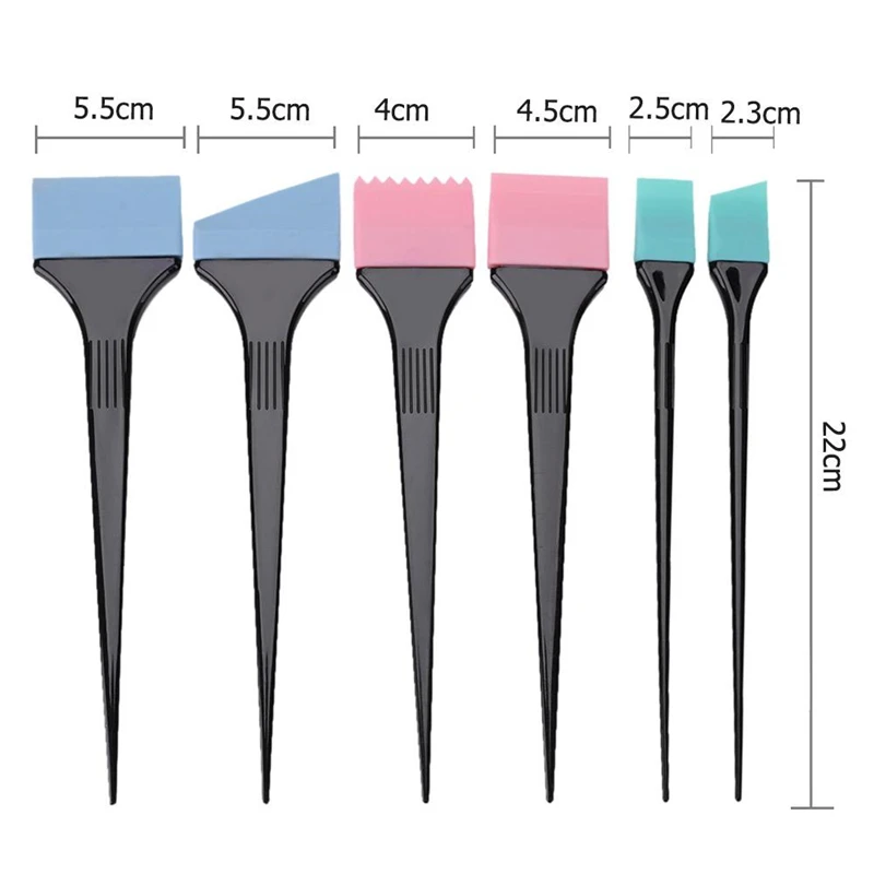 6Pcs/Set Soft Silicone Hair Coloring Brush Durable Heat-resisting Dye Cream Mixing Whisk Stirrer Salon Hairdressing Styling Tool