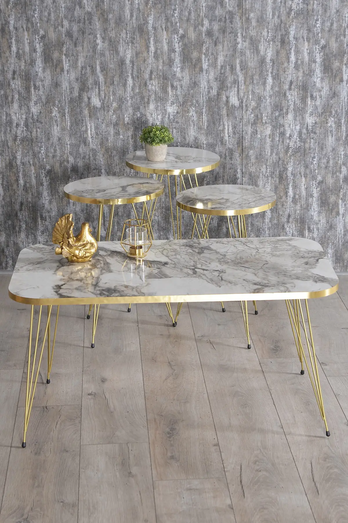 End Table 4 Pieces Coffee Table Set Modern Luxury Nesting Table Zigon Coffee Table Scandinavian Style Marble Patterned Table