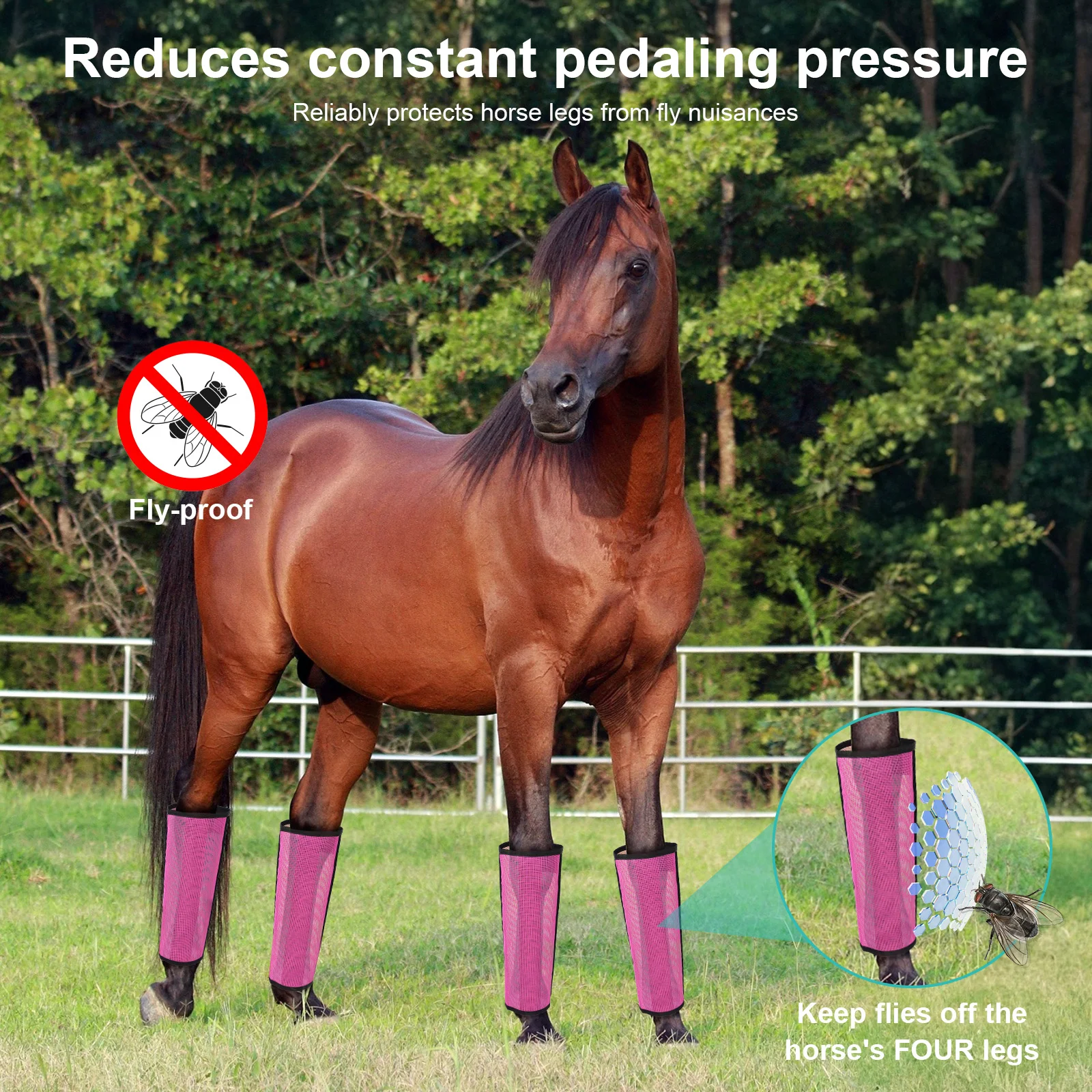4 قطعة الغطاء الواقي لقدم الحصان تنفس شبكة الحصان الأحذية شبكة يطير الأحذية للحصان لمنع الذباب والدراجات البعوض #3