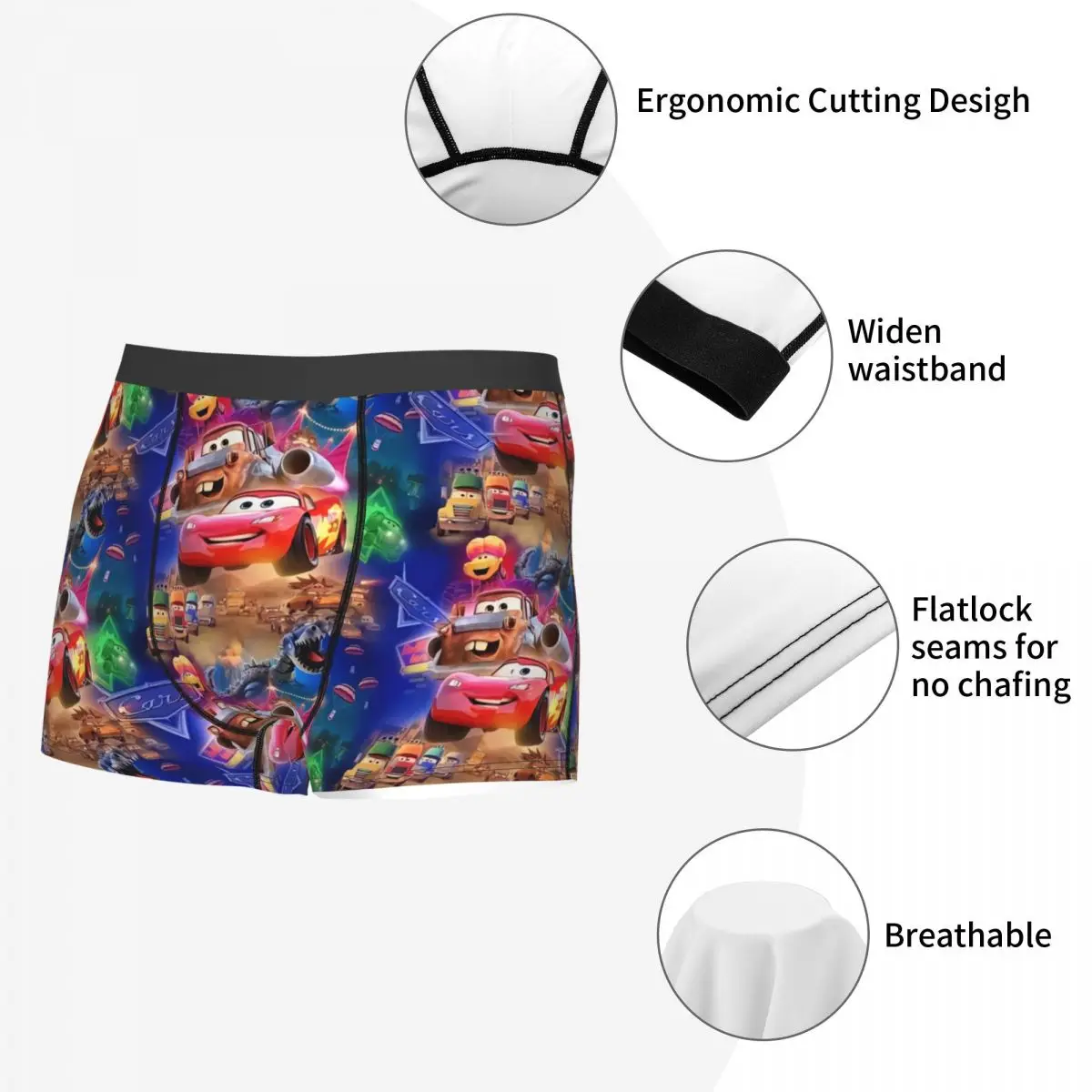 Custom Lightning McQueen Car Pattern Boxers Shorts Mens Briefs Underwear Funny Underpants