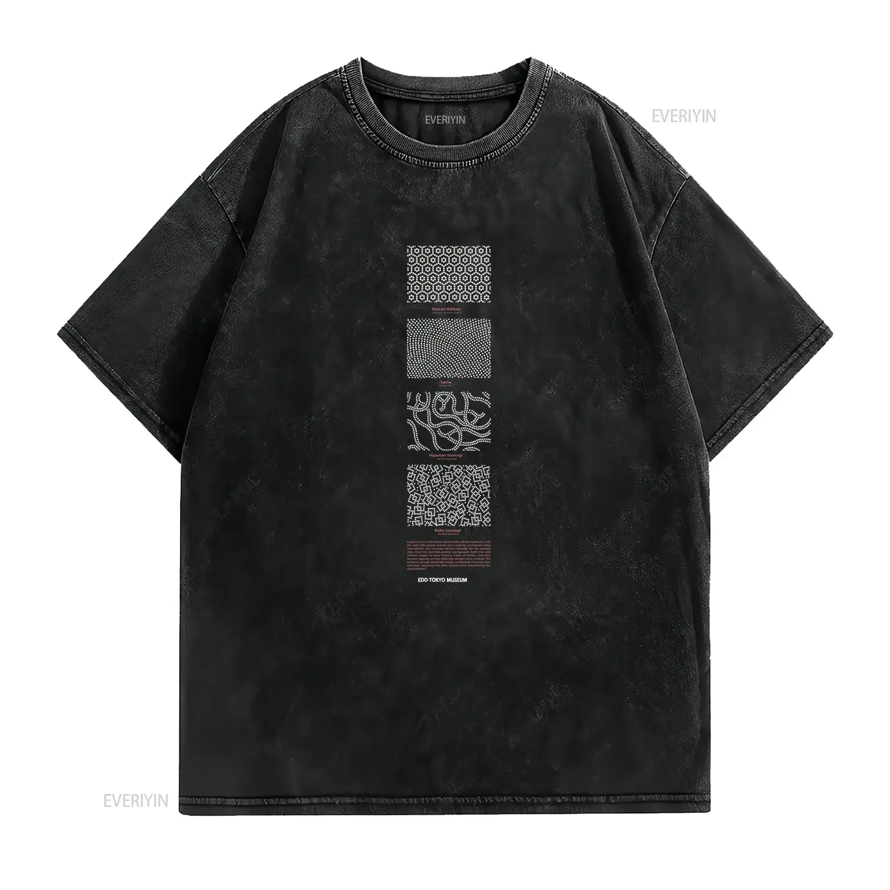 VTG Edo Tokyo Museum Black T Shirt Hyoutan Kaku Tsunagi Art Print Szz M L vintage Washed fashion Breathable
