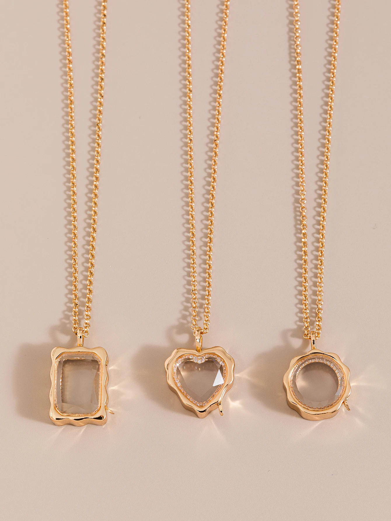 Modische und trendige, unregelmäßig herzförmige, quadratische, auf- und zuklappbare Box, DIY-Halskette, Schmuck für Damen – Detail 2