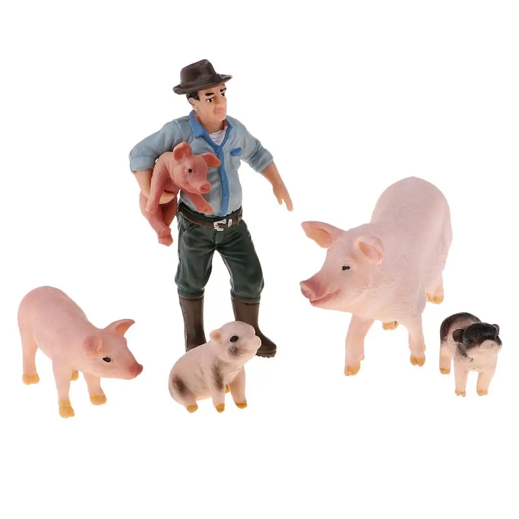 Farmer Figure and Pig Figurines Learning Toys Party Favors Toddlers