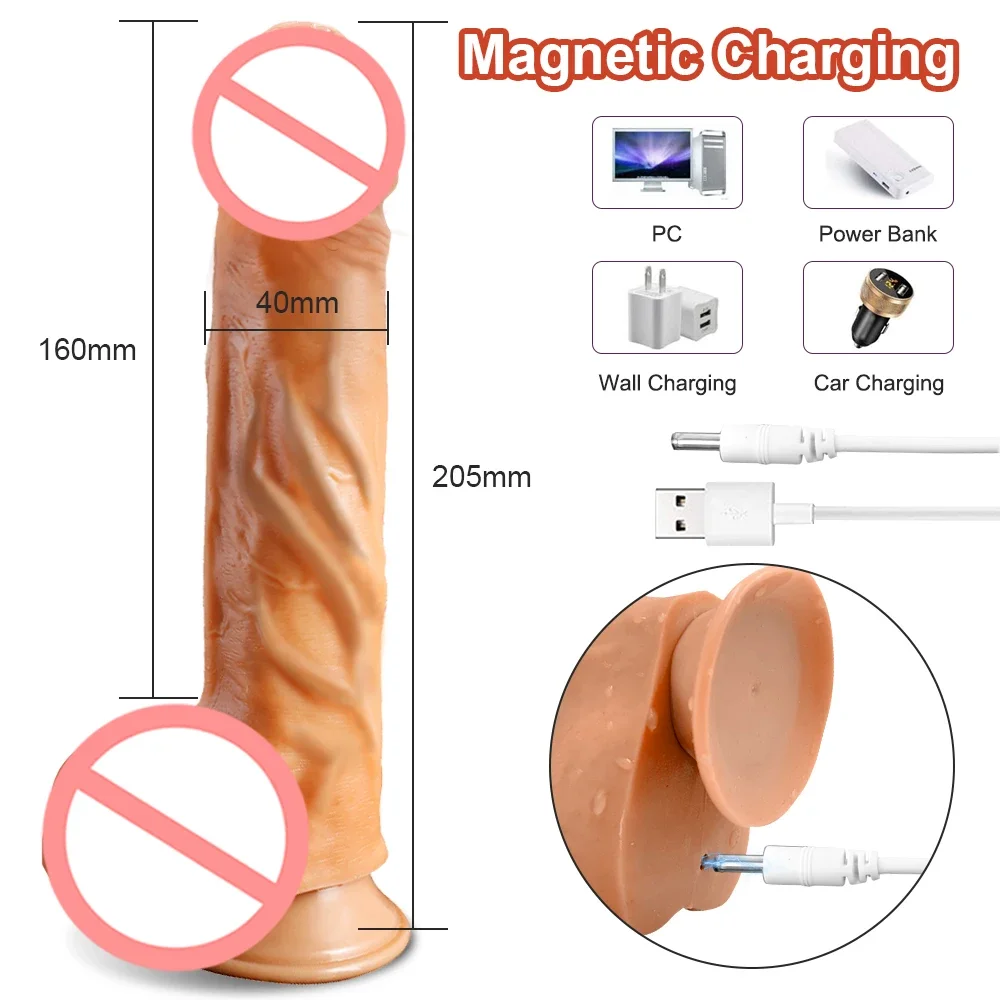 te Control Thrusting Dildo for Women Clitoris Stimulation G Spot Heating Realistic Penis With Suction Cup Female Vibrator