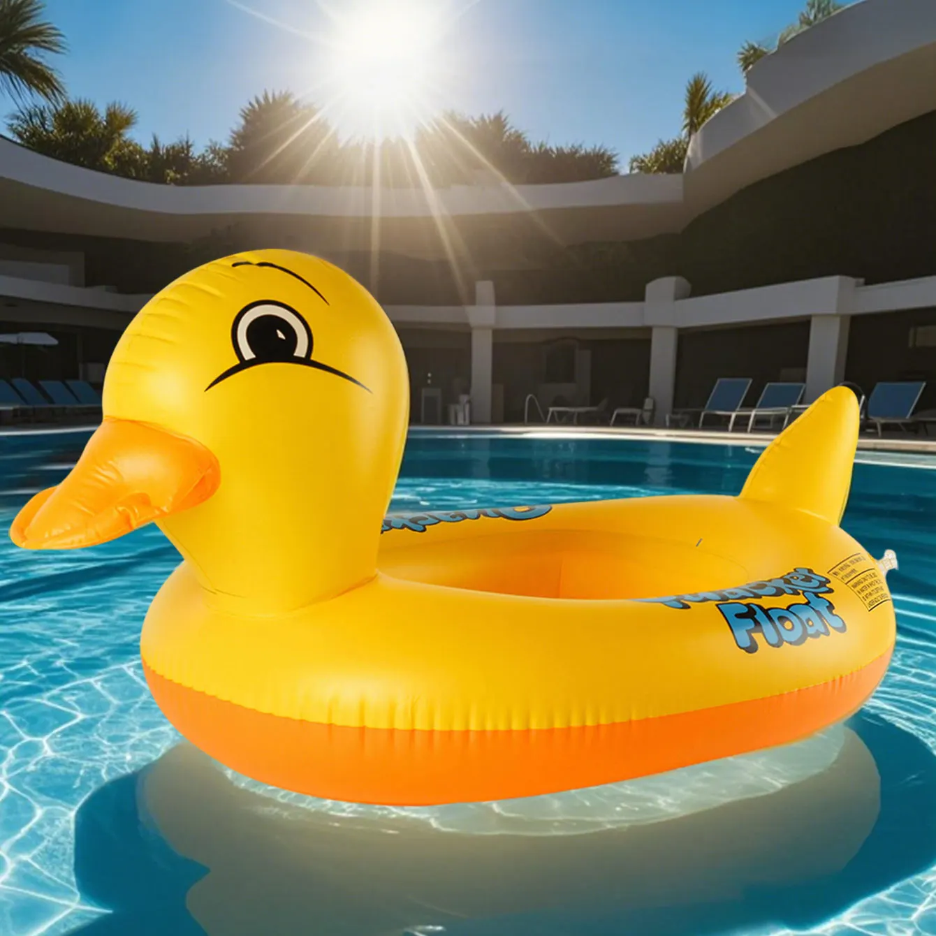 1PC Duck-shaped Thickened Inflatable Underarm Float with Seat Ring, Summer Pool & Beach Float for Kids, Perfect for Water Play