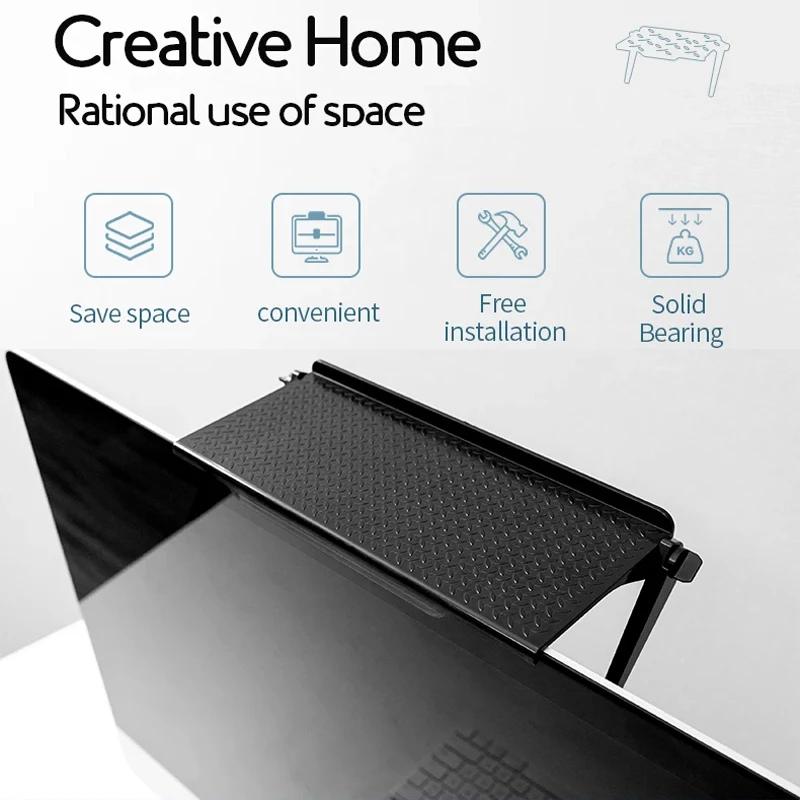 2 Pieces Screen Top Shelf TV Top Storage Bracket Adjustable Monitor Top Shelf for Media Boxes Router Game Console Home Decor