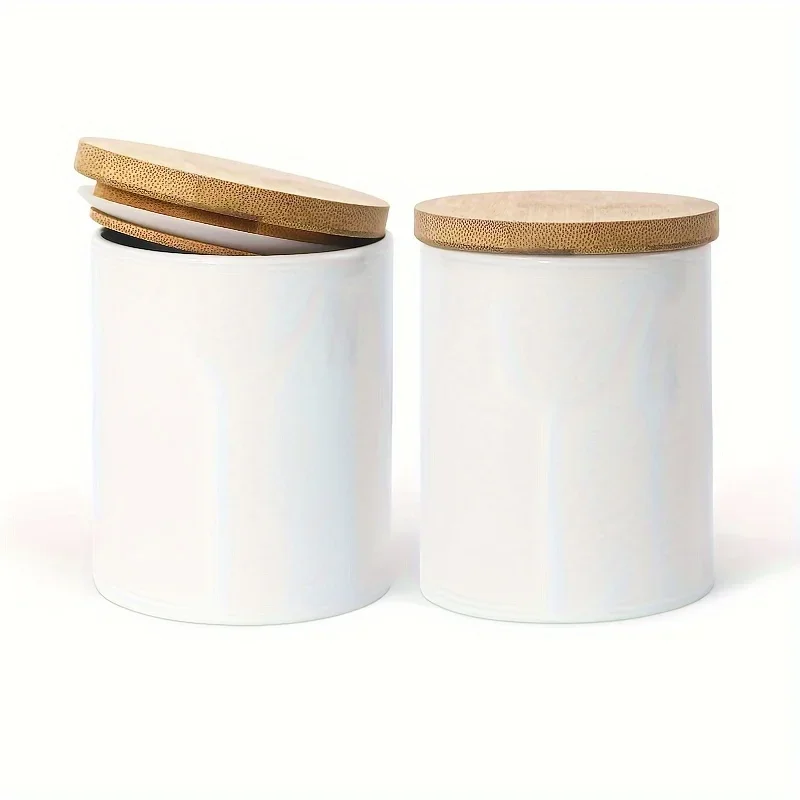 1pcs White Ceramic Canisters Sets with Airtight Seal Bamboo Lid Loose Tea Coffee Spice Nuts Snacks Seasonings Storage Jar