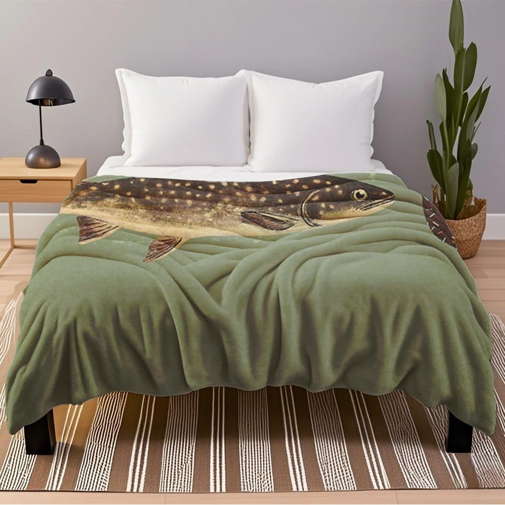 

Cold/Warm Weather Flannel Blankets Irresistible Bait Minimalist Pattern Bedcover Throw No-Shedding Blanket For Office Workers