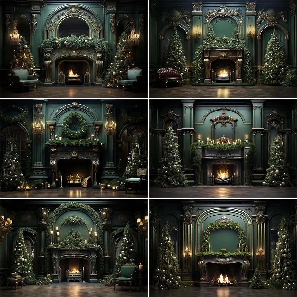 

Mocsicka Christmas Fireplace Backdrop For Photography Props Indoor Xmas Tree Window Girl Photo Background Wallpaper Decoration