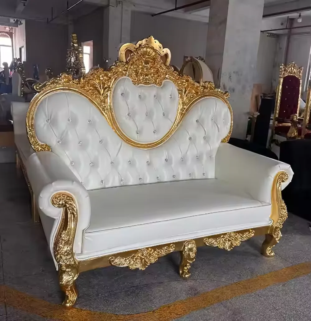High Quality Royal Seaters Couple Sofa Leather Chairs for Wedding