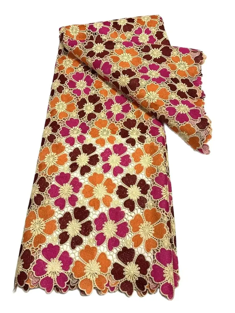 

African Lace Fabric for Women Dress, Guipure Lace, Embroidery Cord Fabrics, High Quality, Lace2023, 5 Yards