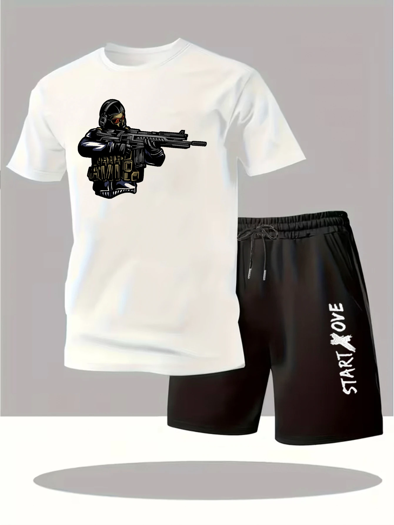 

Мужские комплекты 2025: Новинка! Модный костюм с принтом для мужчин, графический спортивный костюм Y2K, комплект из свитшота и шорт с коротким рукавом