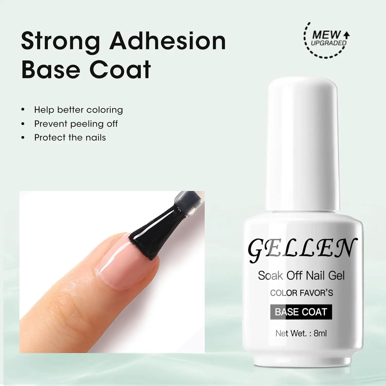 Gellen Base couche de finition 2 pièces ensemble 8ml sans lingette tremper clair longue durée Gel vernis à ongles pour LED UV lampe manucure