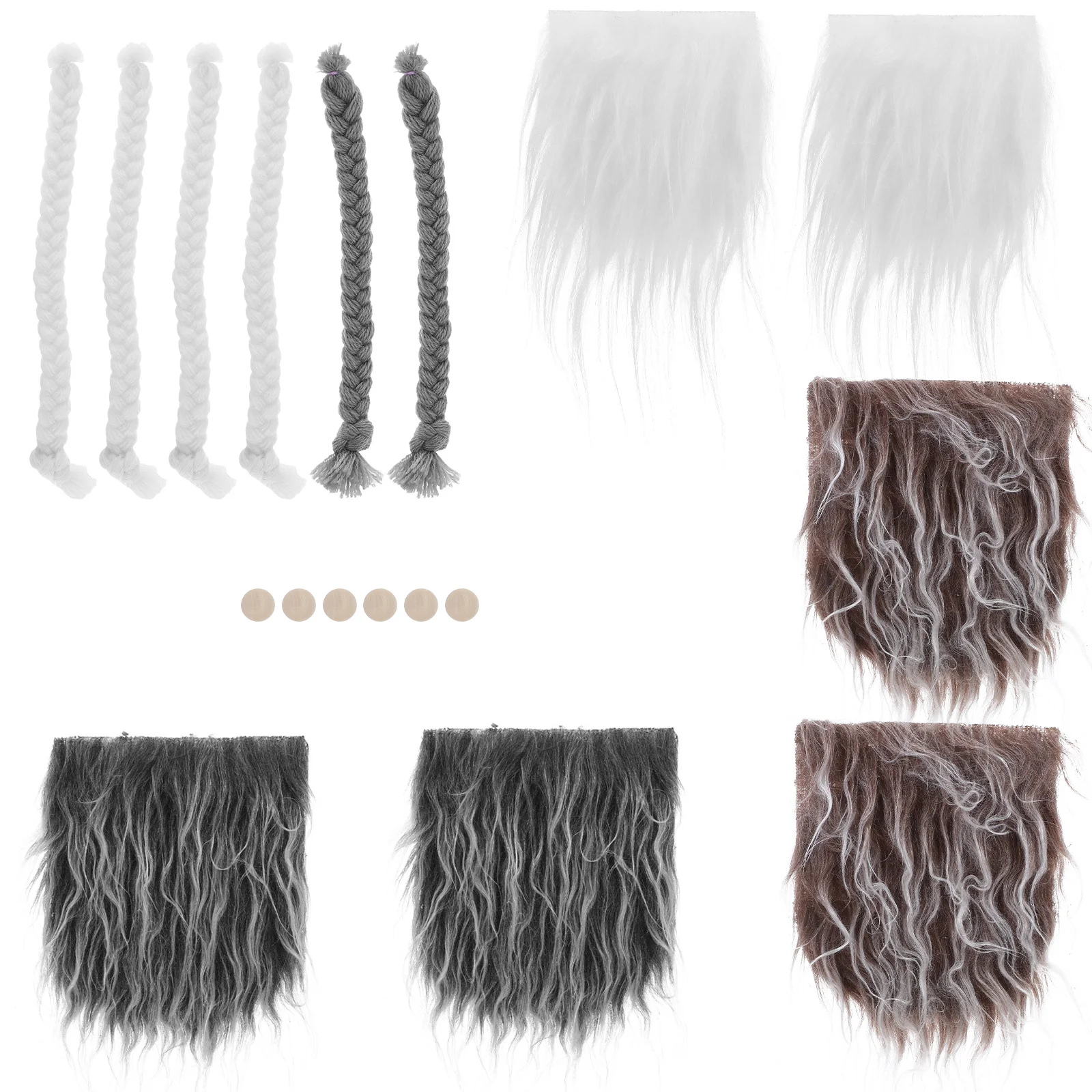 

1 set Gnome Making Supplies Faux Beards Wood Bead Braids For Diy Christmas Dwarf Craft Gnomes Bread Bead Set