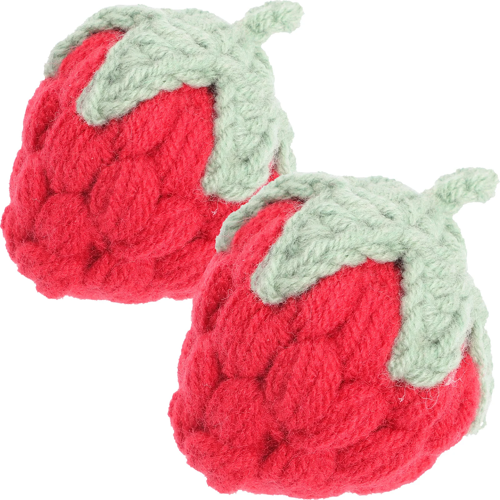 

2Pcs Strawberry DIY Charm Hairpin Accessories Woolen Yarn Hand Knitting Brooch Ornament Decorative Craft Supplies