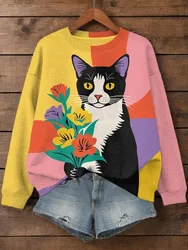 Fashion Women's Art Printed Sweatshirt 3D Print O-Neck Long Sleeve Tops Summer Casual Women's Clothing Apparel Y2K Streetwear