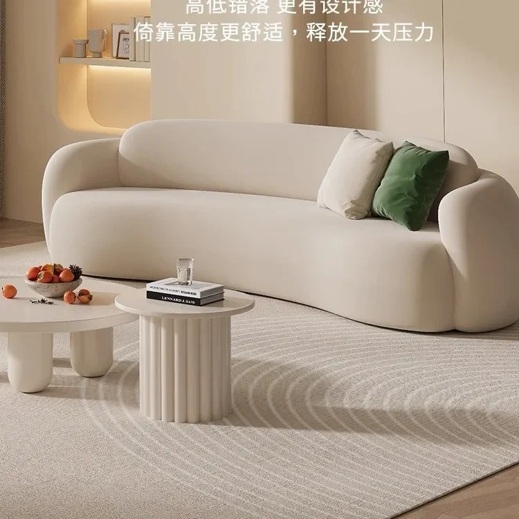 Nordic style home backrest green sofa as south arc sofa coffee table combination milk white with throw pillow sofa