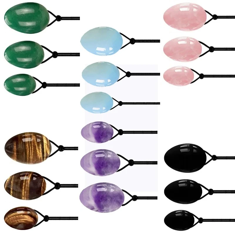 Natural Rose Quartz Yoni Eggs Massager Big Head Drilling Crystal Egg Jade Egg Women Kegel Exerciser Muscles Vaginal Massage Tool
