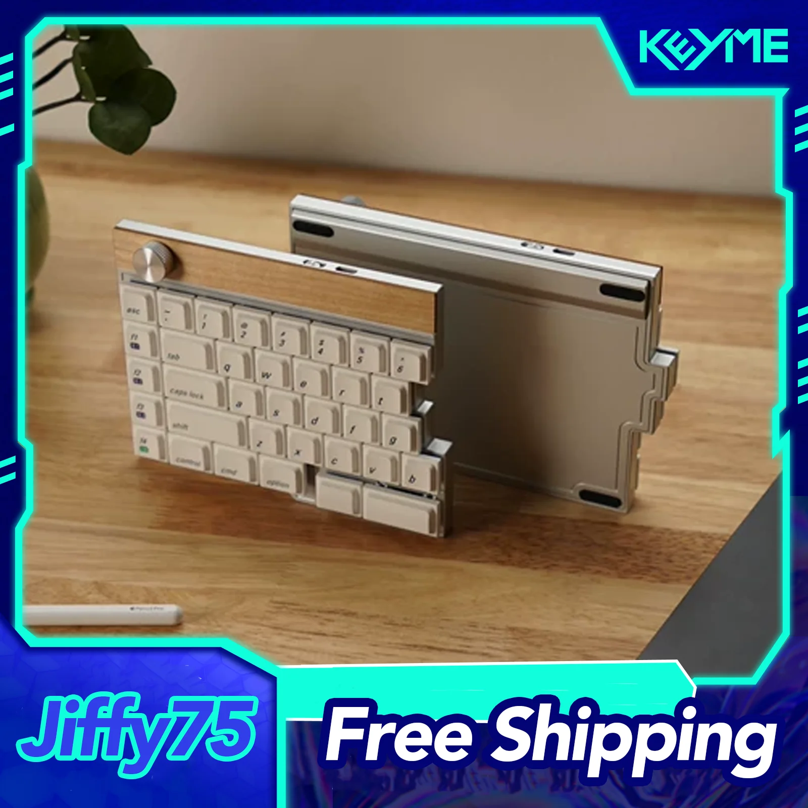 Jiffy75 Split Mechanical Keyboard Tri-Mode 75% Layout CNC Anodized Aluminum Low‑Profile Switches Support JZF‑Hub Remap Ergonomic