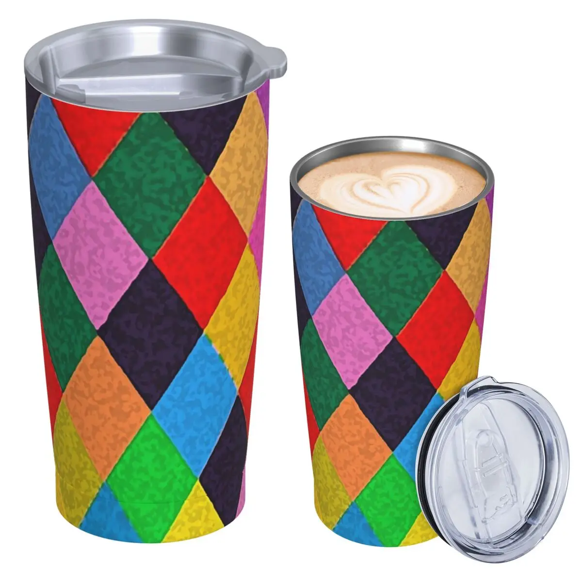 Mardi Gras Harlequin Plaid Playing Cards Rhombi Stainless Steel Tumbler Vacuum Insulated Mugs Thermal Cold Cups Straw With Lid