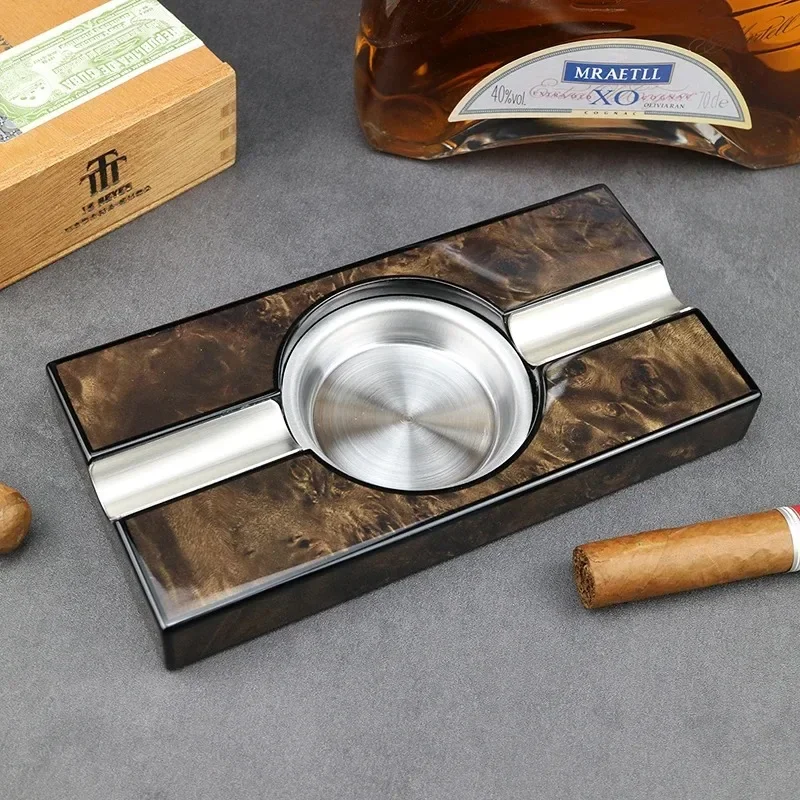 New Stainless Steel Cigar Ashtrays with Two Holders Portable and Suitable for Use in Cars, Offices, Homes Smoking Accessories