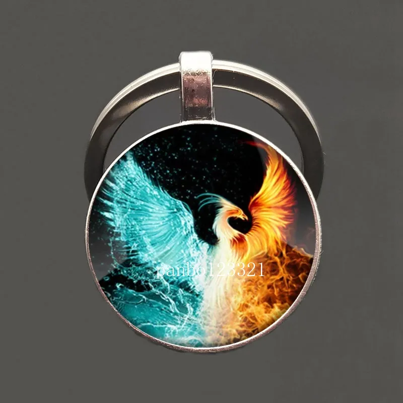 Immortal Bird Phoenix Dragon Key Chain Rebirth Fire Bird Pendant Key Ring Holder  Inspired Art Totem Alloy Keyring