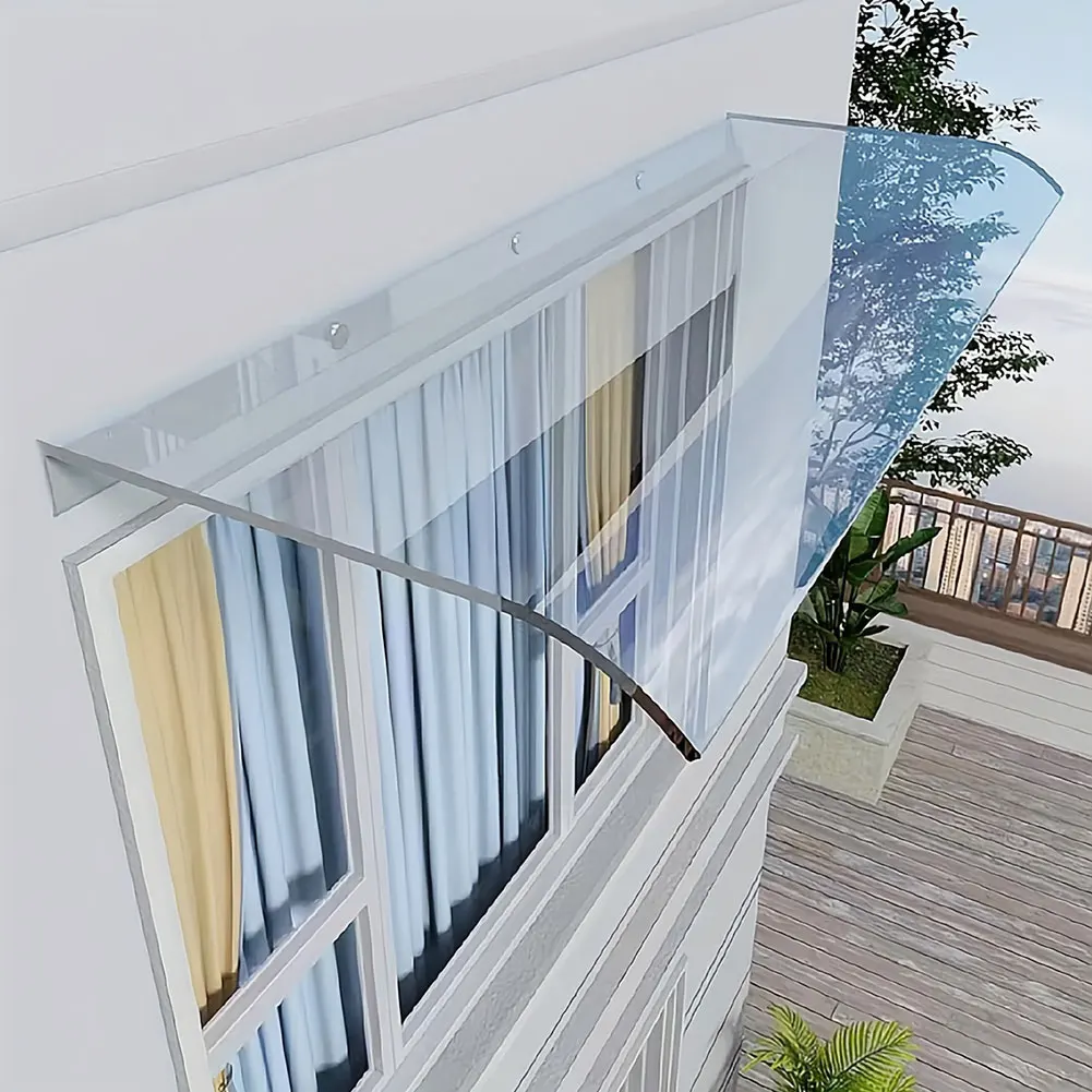 Window Door Awning Canopy Transparent Invisible UV Rain Protection Rain Shelter Cover No Bracket for Front Door Porch Patio Roof view 3