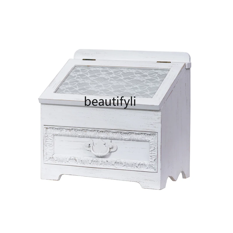 yj French Jewellery Box Storage Box Small Exquisite Solid Wood High-End Retro Style Home Wedding Drawer