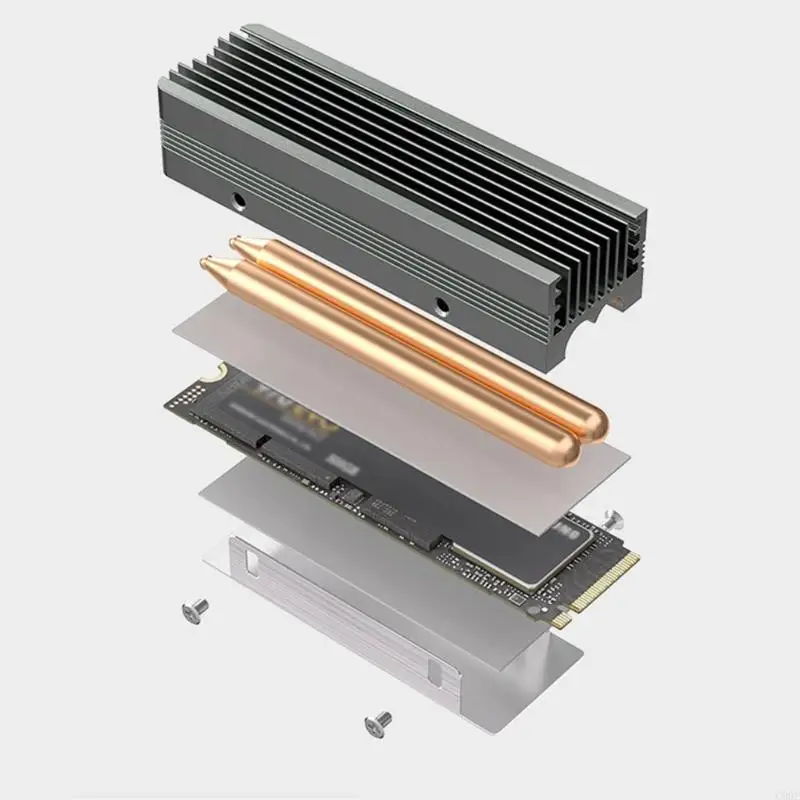 C90F Quiet M.2 2280 SSD Heat Sink For PC NVME Drive Aluminum Cooling System With 2 Screws Thermals Conductive Silicone Pad