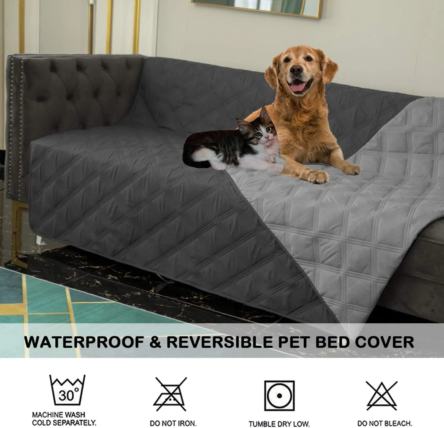 Waterproof Sofa Cover for Living Room Couch Pet Blanket Bed Mat Washable Furniture Protector Blanket for Pets Christmas decor