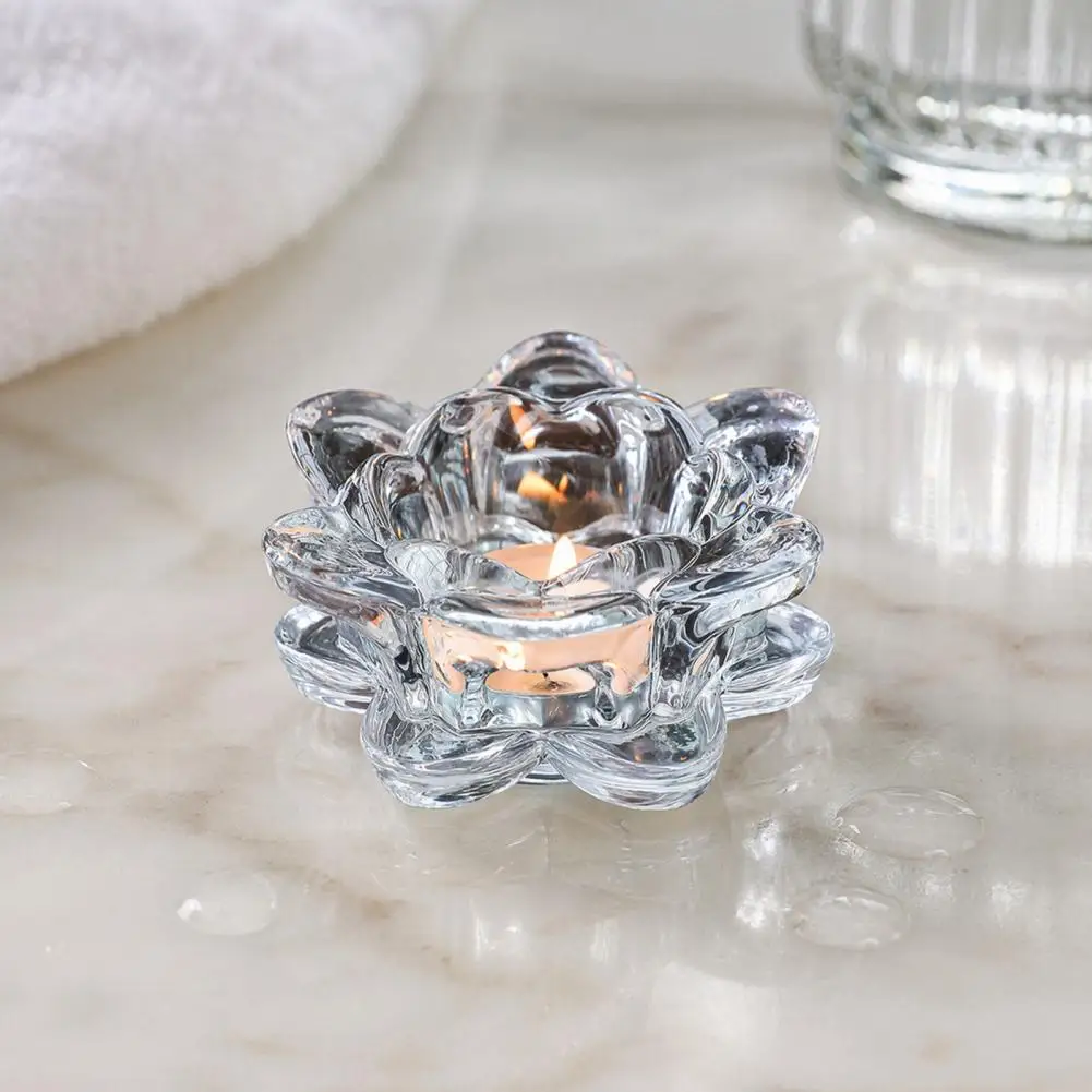 Table Protection Candle Holder Lotus Flower Tealight Candle Holders Glass Tea Light Candlestick Decor Multifunctional Home