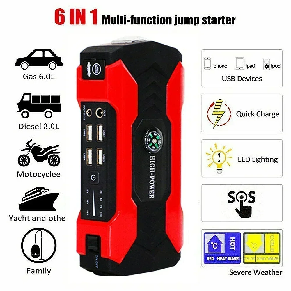 Genuine 12v 36800mah Car Jump Starter Power Pack Portable Car Battery Booster Charger 12V Starting Device Diesel Car Starter