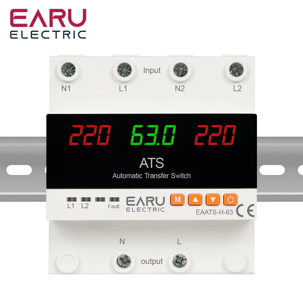 EARU 63A 100A ATS Einstellbares Über-/Unterstrom- und Spannungsschutzrelais, Dual-Power Automatischer Umschalter, Konverter, Überwachung – Detail 12