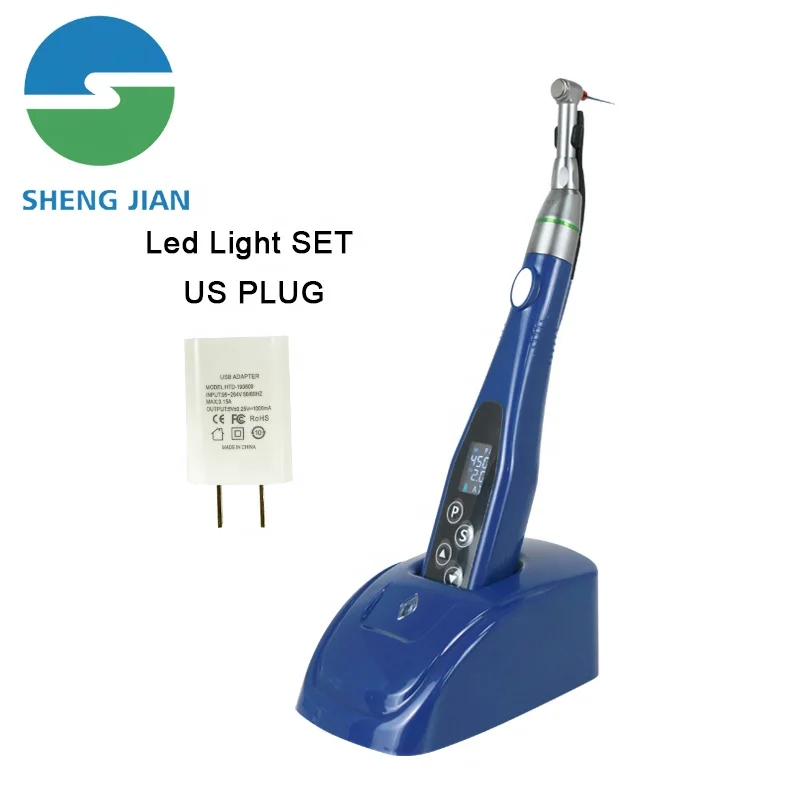 SJ Dent Endo Motor 16:1 Reduction Contra Angle Endodontic Root Canal Treatment den tal Reducer Blue Color LED Wireless Endomotor