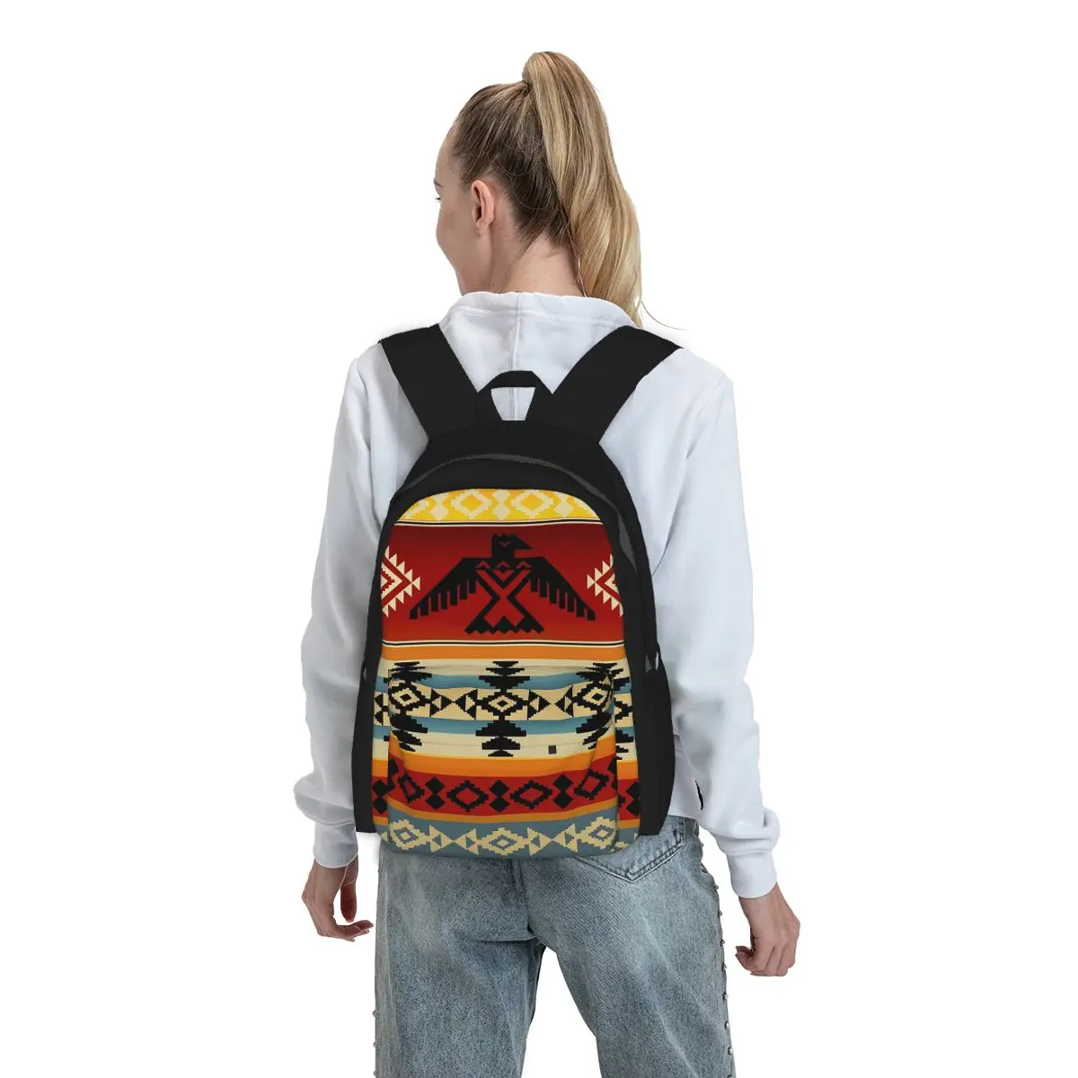 

Thunderbird Native American Pattern Backpack Student BookBag Children School Bag Laptop Shoulder Bags for Men Women
