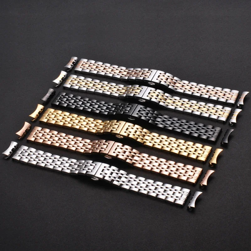 Curved End Strap Arc 16mm 18mm 19mm 20mm 21mm 22mm Metal Wristbelt Solid Stainless Steel Watch Band for TISSOT Butterfly Buckle