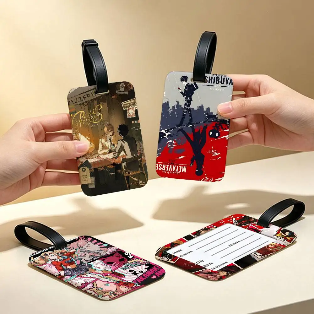 P-Persona-5 Stylish-JRPG PVC Anti lost Luggage Identifier Tag Removable Information Card Holder Travel Baggage Tag