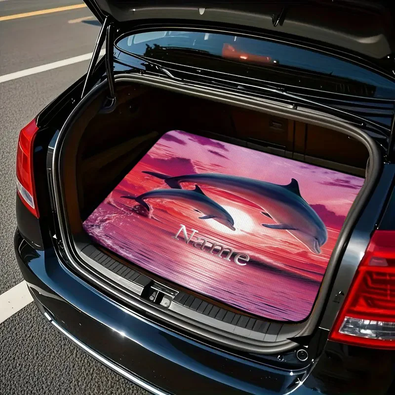 1pc Customizable Car Trunk Mat, Printable With Your Name Or A Personalized Dolphin Design—suitable For All Car Models. A Perfect