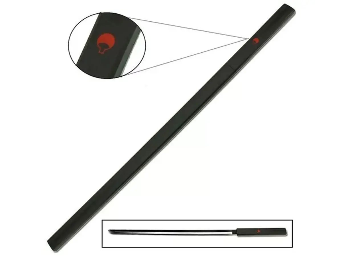 Espada Naruto Shippuden Katana Sasuke Uchiha Bainha Preta Lamina de Bambu Cosplay Decoração