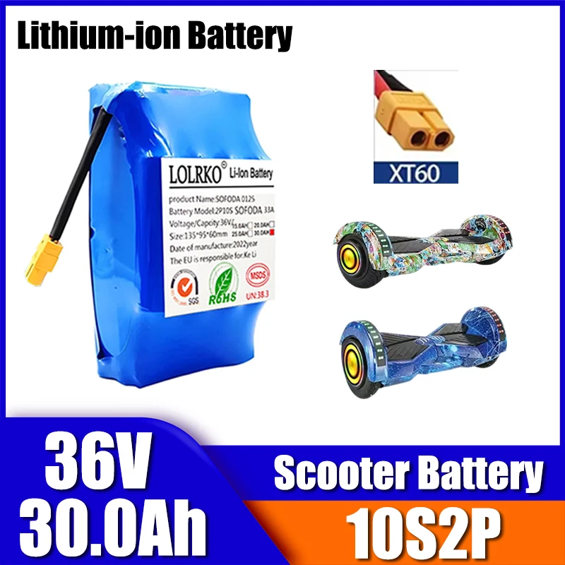 For electric self balancing scooter air cushion unicycle, 36V 15-30Ah 10S2P rechargeable lithium-ion battery pack, high-quality