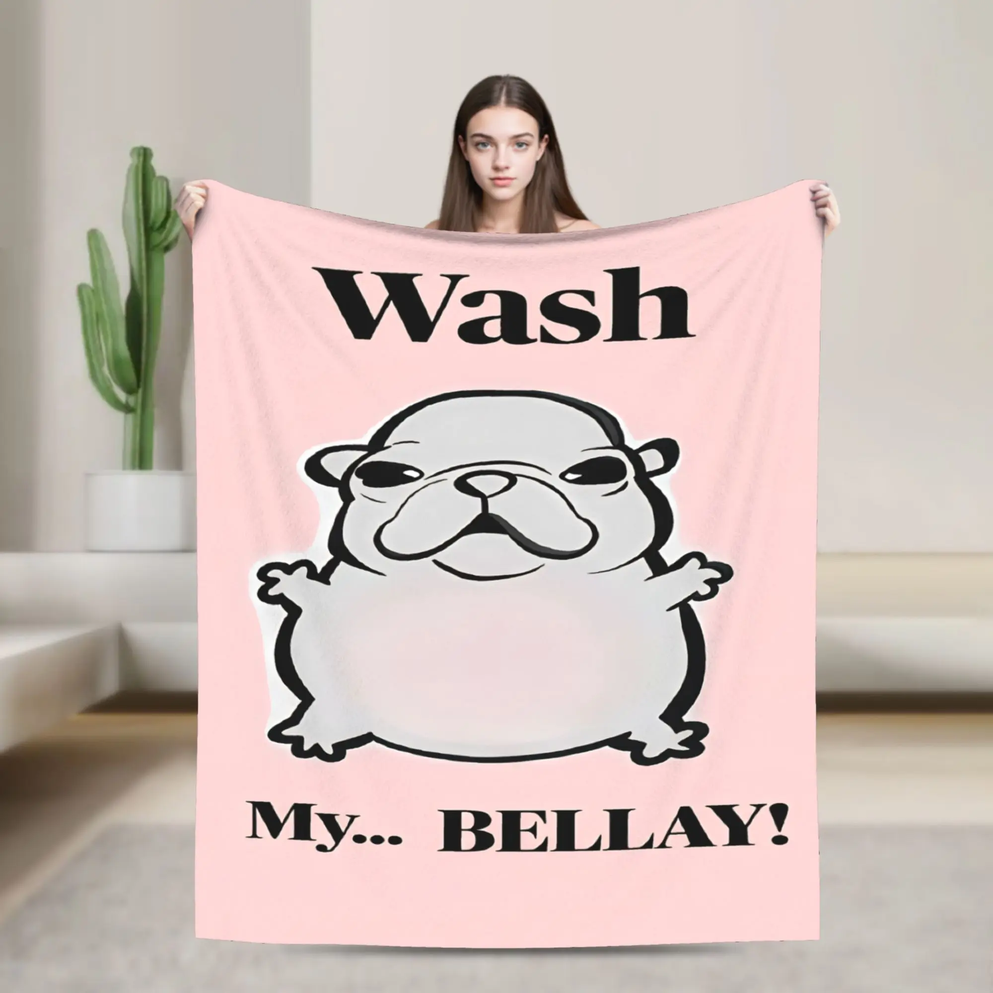 Pibble Meme Wash My Belly Funny Blanket  Decorative Flannel Throw Blanket For Living Room Super Warm Quality Bedspread Gift Idea