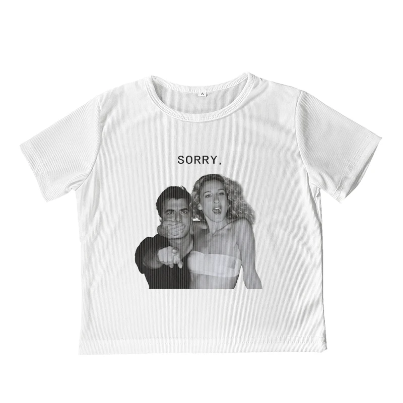 Y2K Soft T-shirt Harajuku Letter Printing Slim T-shirt Hip-hop Street O-neck Short-sleeved T-shirt Rock Gothic Retro Shirt