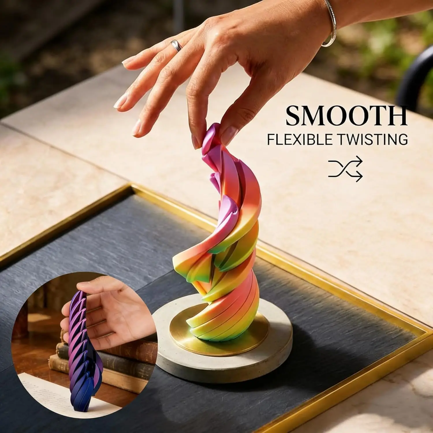 Twisty Fidget Egg 3D Printed Slippery Ball Stuffers Toy Rotating Spiral Spinner Colorful Desk Office Stress Relief Toys