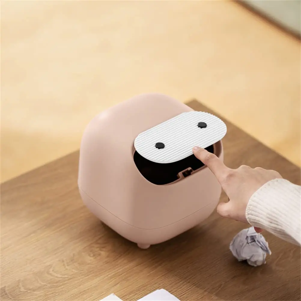 

Мини-мусорное ведро с крышкой, милые настольные мусорные баки в стиле ниндзя, маленькое пластиковое мусорное ведро для офиса, ванной комнаты, туалетного столика, рабочего стола