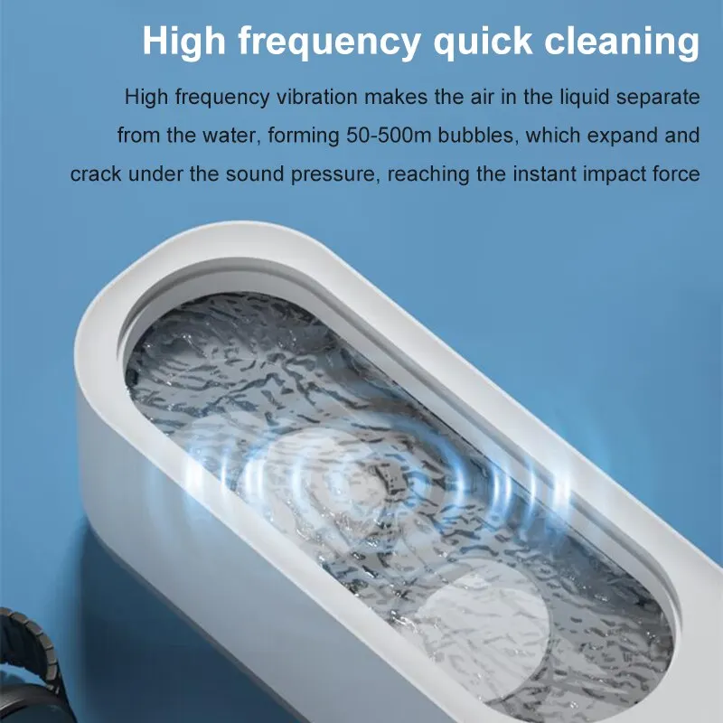 Ultrasonic Cleaning Machine USB Rechargeable High Frequency Vibration Wash Cleaner Jewelry Glasses Cleaner