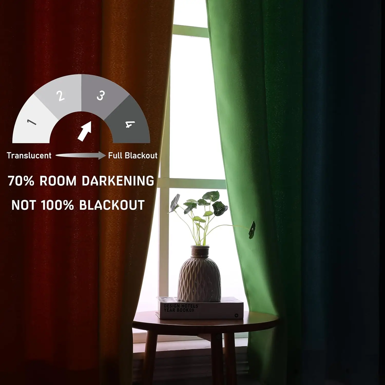 Thooo gorden gelap pelangi 2 panel, tirai panjang 95 inci untuk kamar tidur ruang tamu ruang kelas kamar bayi warna-warni