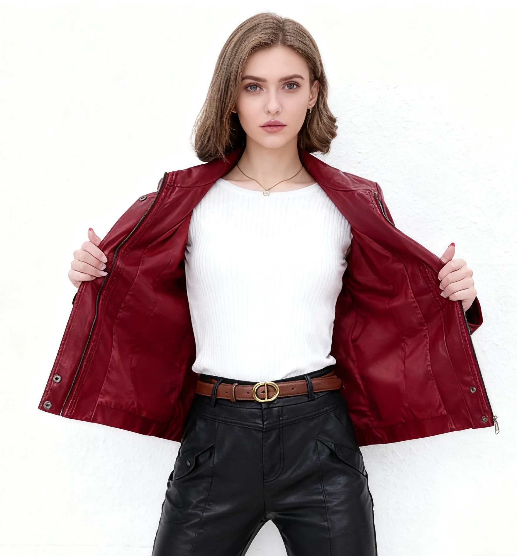 

Байкерские куртки Женская куртка для женщин Летняя эластичная расклешенная плиссированная фея с v-образным вырезом Прекрасный элегантный пляжный отдых Солнцезащитный OL