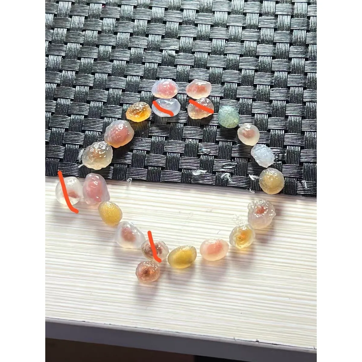 Banded Pattern Alashan Agate, 5pcs Glass Vial Set, 10-15mm Natural Unpolished, Decor Stone, Gift Giving Collection-Candy Agate
